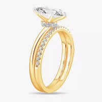 Womens 1 1/4 CT. T.W. Lab Grown White Diamond 14K White Gold Marquise Solitaire Bridal Set
