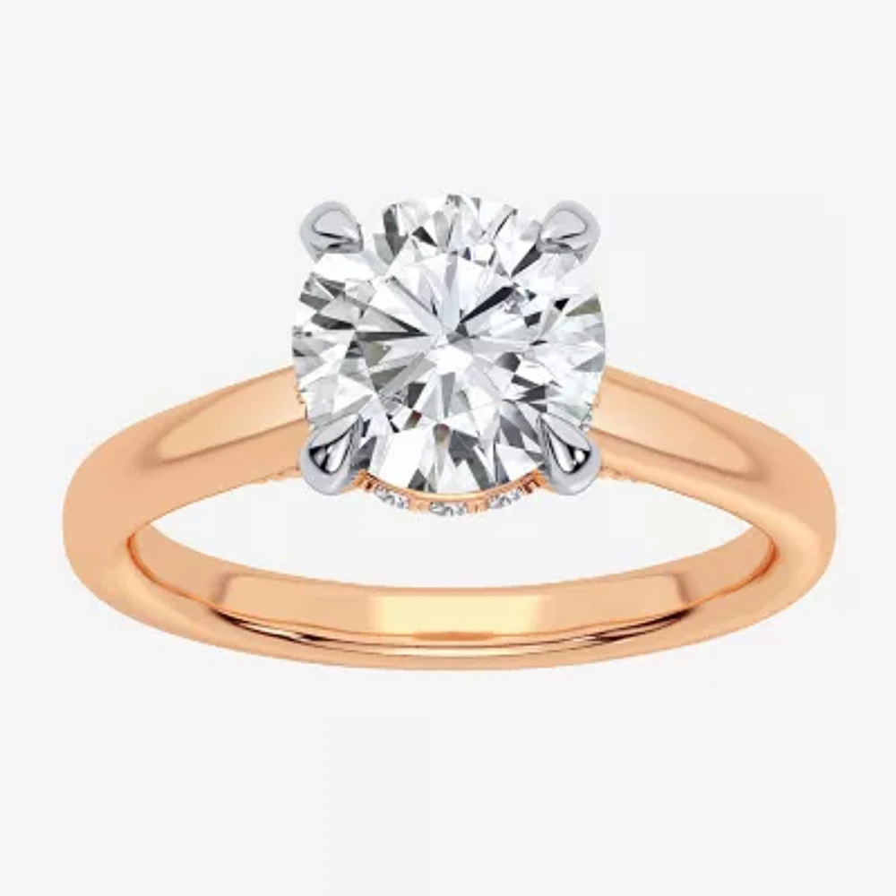 (G-H / Si1-Si2) Womens 1 1/7 CT. T.W. Lab Grown White Diamond 14K Rose Gold Round Solitaire Engagement Ring