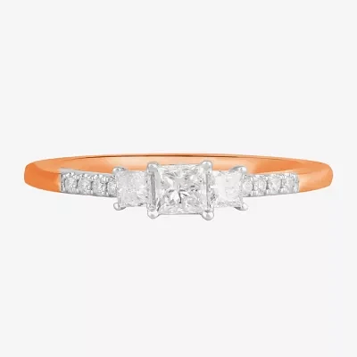 Love Lives Forever (F / Si2) Womens 1/2 CT. T.W. Lab Grown White Diamond 10K Gold Side Stone 3-Stone Engagement Ring