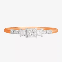 Love Lives Forever (F / Si2) Womens 1/2 CT. T.W. Lab Grown White Diamond 10K Gold Side Stone 3-Stone Engagement Ring