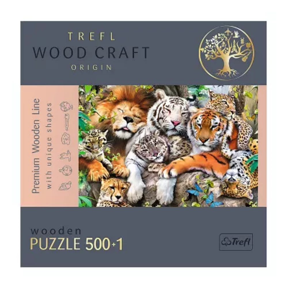 Trefl Puzzles - 501 Piece Wood Wild Cats In The Jungle Puzzle