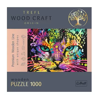 Trefl Puzzles - 1000 Piece Wood Colorful Cat Puzzle