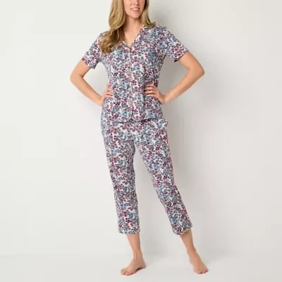 Liz Claiborne Womens 2-pc. Short Sleeve Capri Pajama Set