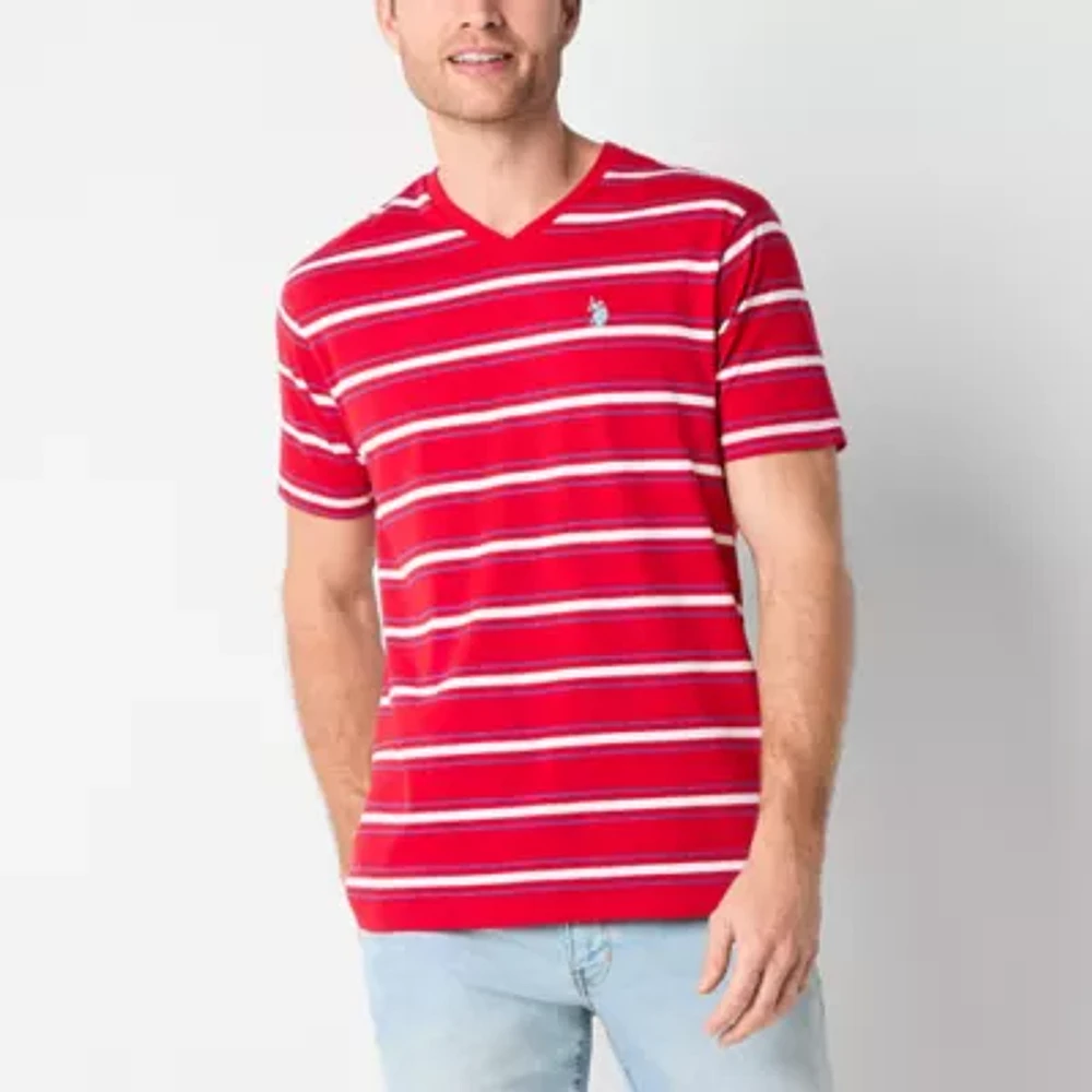 U.S. Polo Assn. Stripe Mens V Neck Short Sleeve T-Shirt