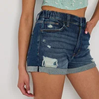 Arizona Womens High Rise Denim Short-Juniors