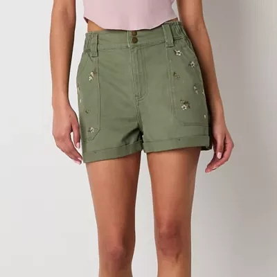 Arizona Womens High Rise Denim Short-Juniors