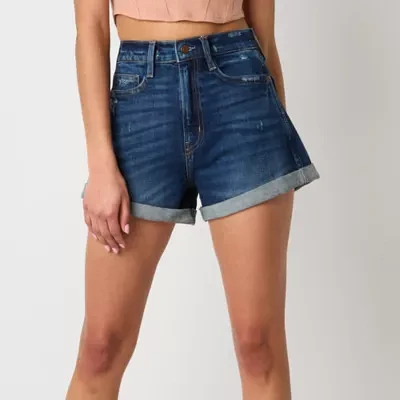 Arizona Womens High Rise Denim Short-Juniors