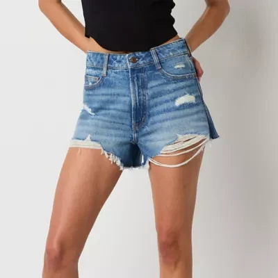 Arizona Womens High Rise Denim Short-Juniors