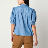 a.n.a Womens Elbow Sleeve Regular Fit Button-Down Shirt