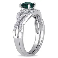 Lab Created Emerald & 1/ CT. T.W. Diamond 10K Gold White Bridal Set