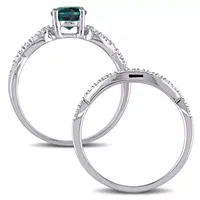 Lab Created Emerald & 1/ CT. T.W. Diamond 10K Gold White Bridal Set