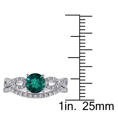 Lab Created Emerald & 1/ CT. T.W. Diamond 10K Gold White Bridal Set