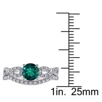 Lab Created Emerald & 1/ CT. T.W. Diamond 10K Gold White Bridal Set