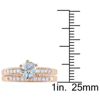 Genuine Aquamarine & 1/3 CT. T.W. Diamond 10K White Gold Bridal Set