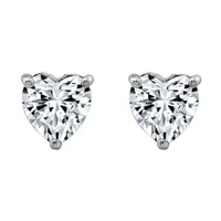 DiamonArt® White Cubic Zirconia Sterling Silver 16.6mm Heart Stud Earrings