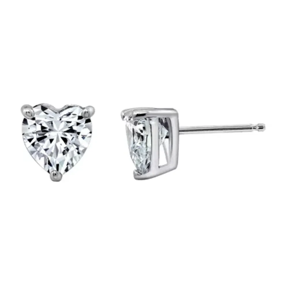 DiamonArt® White Cubic Zirconia Sterling Silver 16.6mm Heart Stud Earrings