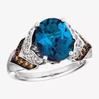 Le Vian Grand Sample Sale™ Ring featuring 4 CT. T.W. Deep Sea Blue Topaz™, 1/5 Chocolate Diamonds® , 1/6 Nude Diamonds™  set 14K Vanilla Gold®