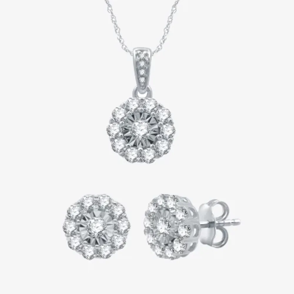 (H-I / I1) 1 CT. T.W. Lab Grown Diamond 10K White Gold 2-pc. Jewelry Set