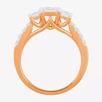 Love Lives Forever (F / Si2) Womens 1 1/2 CT. T.W. Lab Grown White Diamond 10K Gold Side Stone 3-Stone Engagement Ring