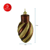 11'' Chocolate Brown and Gold Striped Shatterproof Light Bulb Christmas Ornament (Pack of 3)