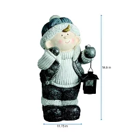 18.5'' White and Gray Little Boy Holding Tea Light Lantern Christmas Tabletop Figure