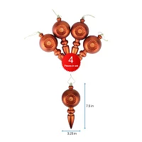 4ct Orange Retro Reflector Shatterproof Matte Christmas Finial Ornaments 7.5"