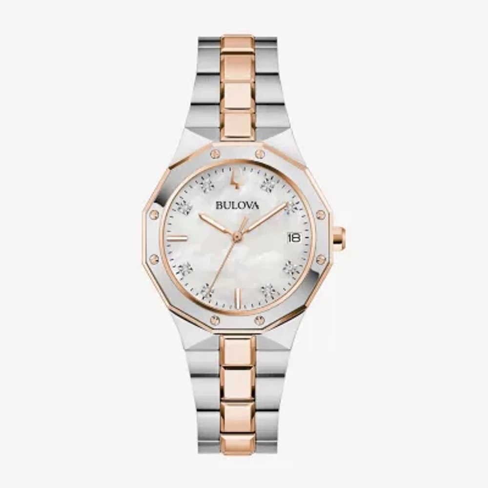 Bulova Classic Womens Two Tone Stainless Steel Bracelet Watch 98p235