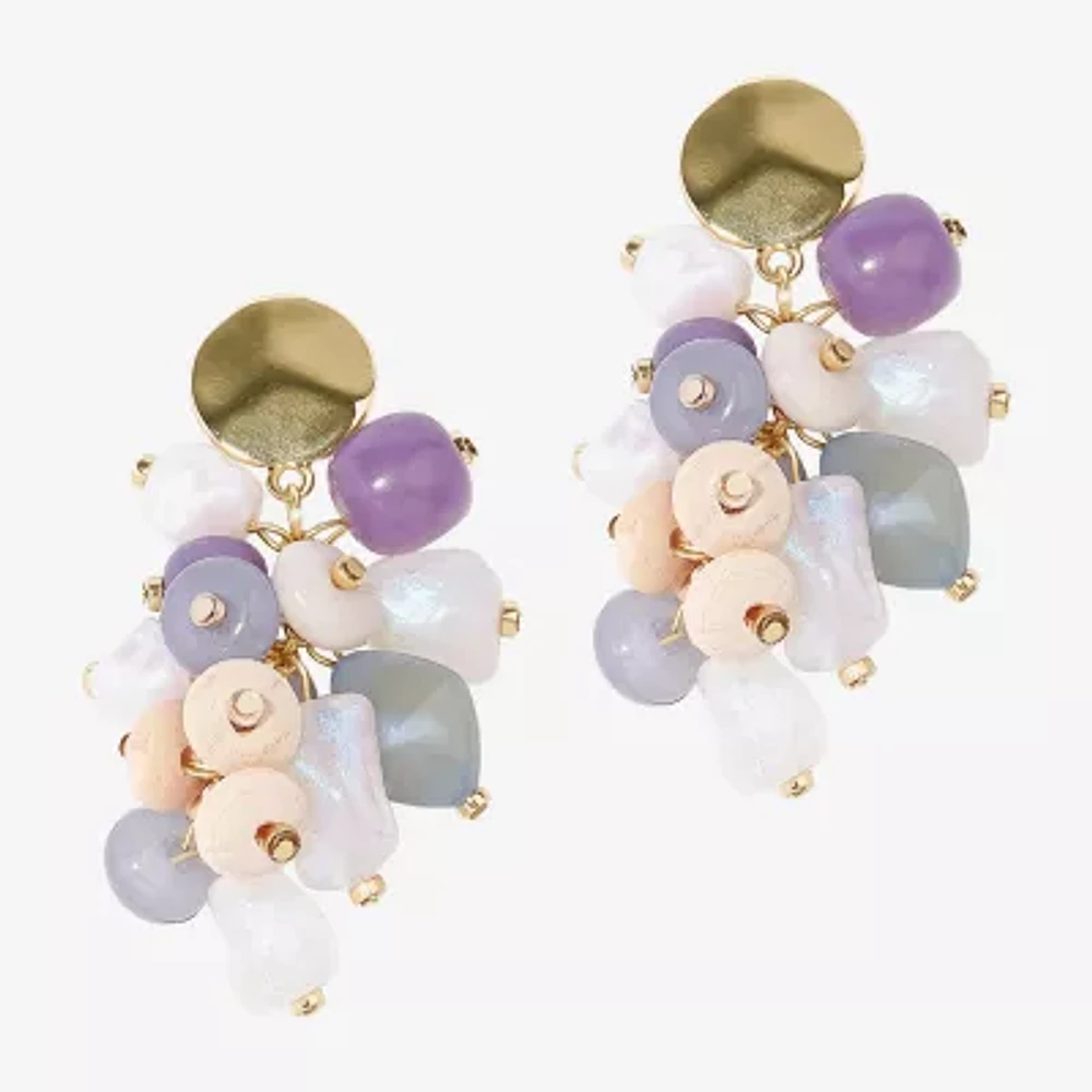 Bijoux Bar Gold Tone Stone Simulated Pearl Drop Earrings