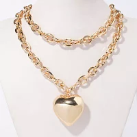 Bijoux Bar Gold Tone Womens Heart Pendant Necklaces