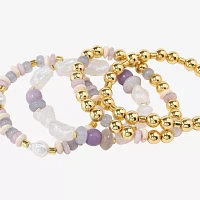 Bijoux Bar Gold Tone 4-pc. Stone Simulated Pearl Bracelet Set