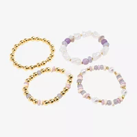 Bijoux Bar Gold Tone 4-pc. Stone Simulated Pearl Bracelet Set