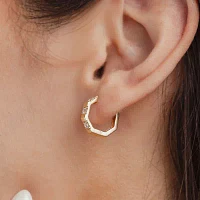(G/ Si2) 1/4 CT. T.W. Lab Grown White Diamond 10K Gold 13.8mm Hoop Earrings