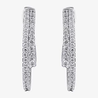 (G/ Si2) 1 CT. T.W. Lab Grown White Diamond 10K White Gold 22.5mm Hoop Earrings