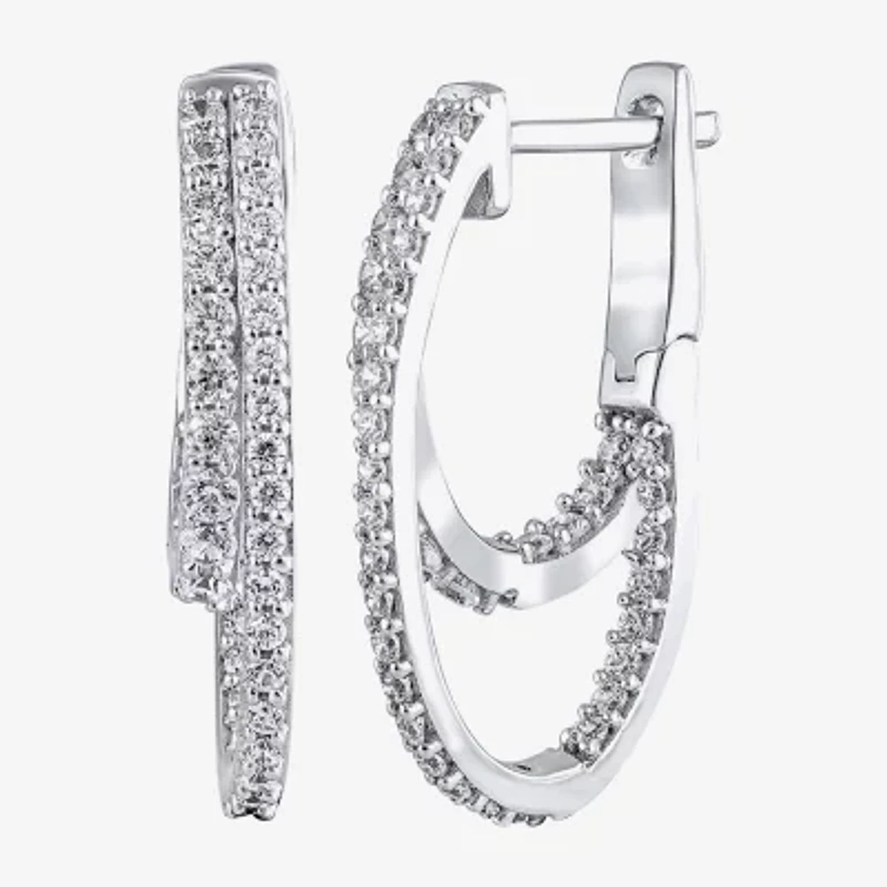 (G/ Si2) 1 CT. T.W. Lab Grown White Diamond 10K White Gold 22.5mm Hoop Earrings