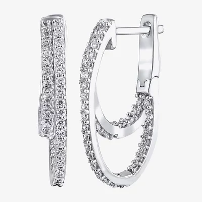 (G/ Si2) 1 CT. T.W. Lab Grown White Diamond 10K White Gold 22.5mm Hoop Earrings