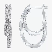 (G/ Si2) 1 CT. T.W. Lab Grown White Diamond 10K White Gold 22.5mm Hoop Earrings