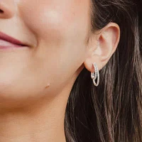 (G/ Si2) 1 CT. T.W. Lab Grown White Diamond 10K White Gold 22.5mm Hoop Earrings