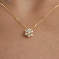 (G/Si2) Womens 1/2 CT. T.W. Lab Grown White Diamond 10K Gold Sunburst Pendant Necklaces