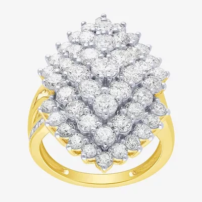 G/Si2) Womens 4 CT. T.W. Lab Grown White Diamond 10K Gold Marquise Cocktail Ring