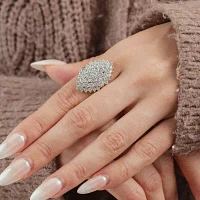 G/Si2) Womens 4 CT. T.W. Lab Grown White Diamond 10K Gold Marquise Cocktail Ring