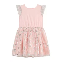 Byer California Little Girls Short Sleeve Flutter A-Line Dress