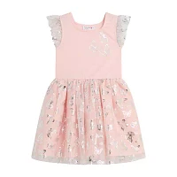 Byer California Little Girls Short Sleeve Flutter A-Line Dress