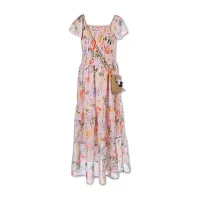 Speechless Big Girls Short Sleeve Flutter Floral Maxi Dress