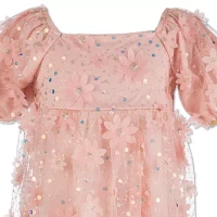 Speechless Little Girls Elbow Sleeve Puffed Babydoll Dress