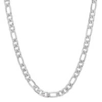 Steeltime Stainless Steel 24 Inch Figaro Chain Necklace