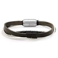 Steeltime Leather Link Bracelet