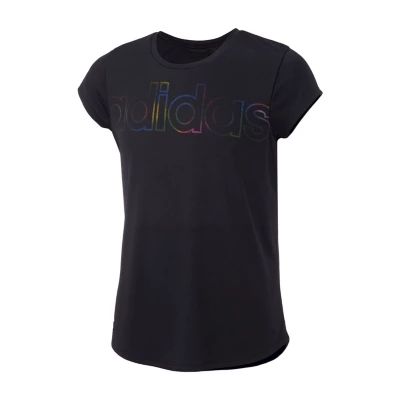 adidas Big Girls Embellished Scoop Neck Short Sleeve Graphic T-Shirt