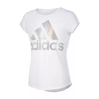 adidas Big Girls Round Neck Short Sleeve Graphic T-Shirt