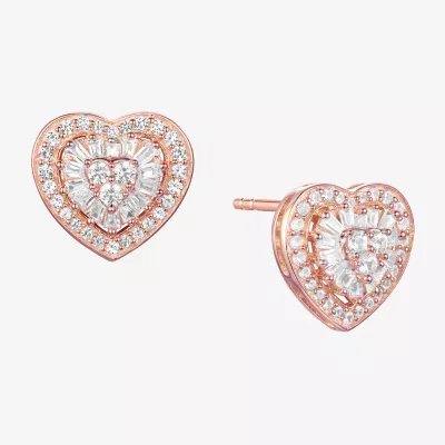 Diamond Blossom 1/2 CT. T.W. Mined White Diamond 10K Rose Gold 9.5mm Heart Stud Earrings