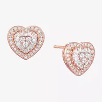 Diamond Blossom 1/2 CT. T.W. Mined White Diamond 10K Rose Gold 9.5mm Heart Stud Earrings